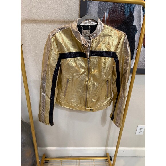 Free People Fast Lane Metallic Moto Jacket M - Picture 3 of 8